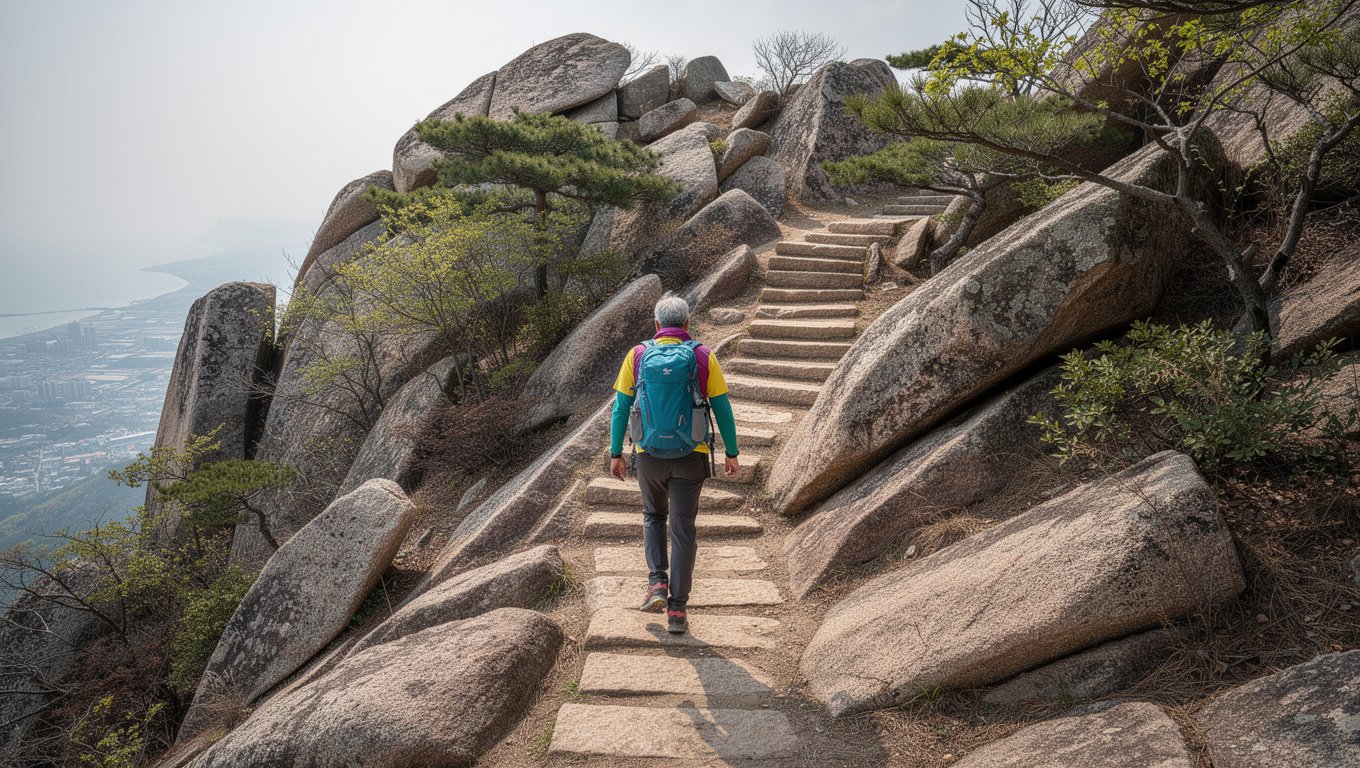 체력에 자신 있다면 계단과 산길을 직접 걸어 오르는 등산로 코스를 선택할 수 있다