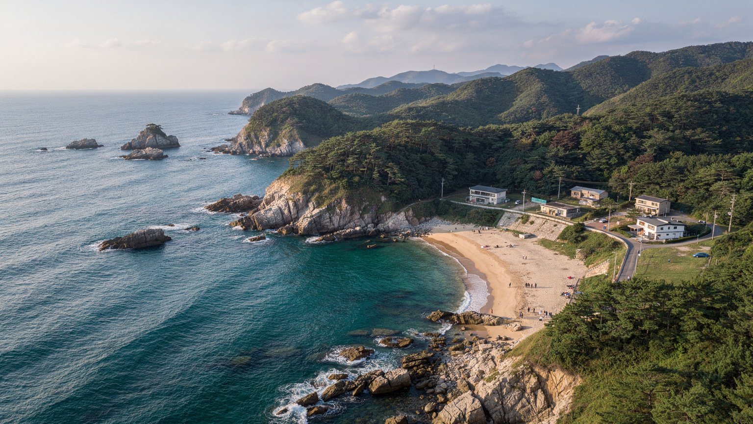 거제도 해안 절경을 담은 항공 전경