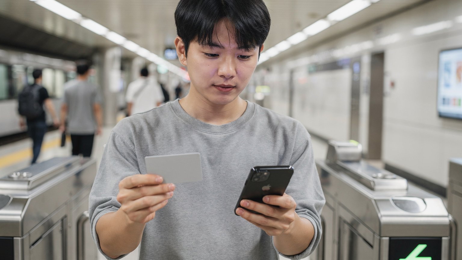 교통카드, 어떤 종류를 선택해야 할까요? · 한국의 대표적인 교통카드는 티머니(T-money) 예요. 실물 카드 형태로 구매하는 방법과 스마트폰에 설치해서 쓰는 모바일 방식, 두 가지가 있는데 각각 장단점이 달라서 본인 상황에 맞게 고르시는 게 중요합니다. 구분 실물 티머니 카드 모바일 티머니 구매/설치 방법 편의점, 역사 등에서 실물 카드 구매 지원 기종에 앱 설치 후 등록 충전 방식 편의점·역사