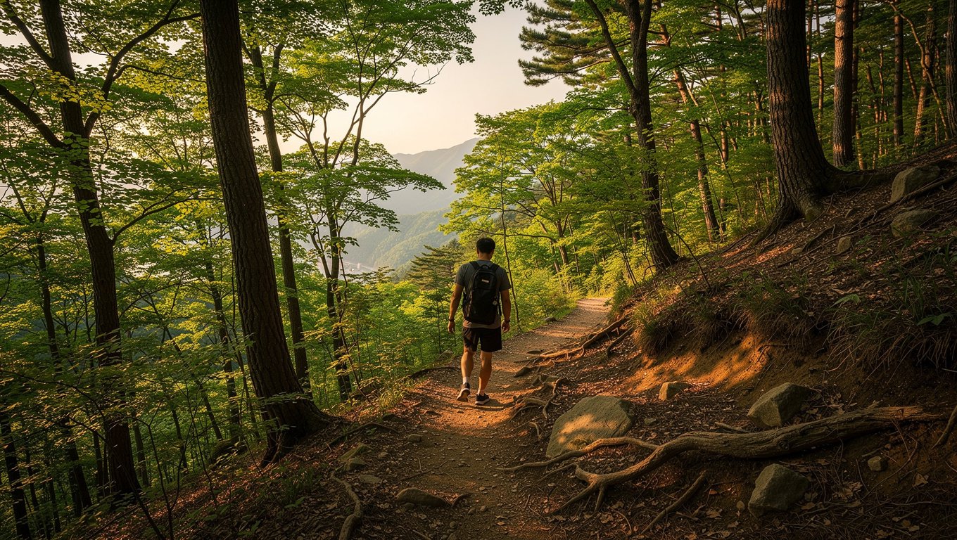 전망대까지는 경사진 산길을 걸어 올라가야 하니 운동화 착용이 필요하다