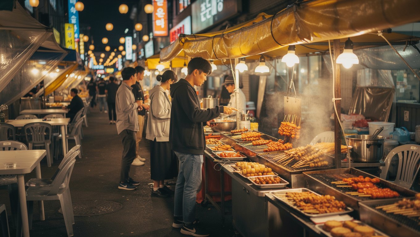 밤이 되면 청년몰 야시장이 활기찬 밤문화 공간으로 변한다