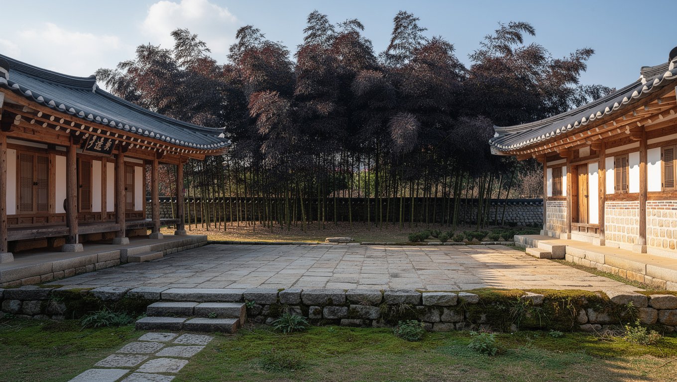 오죽헌은 검은 대나무와 전통 한옥이 어우러진 역사 공간이다