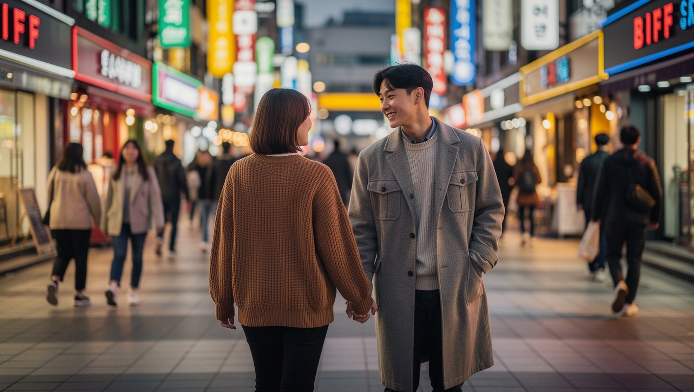 남포동 거리에서 데이트를 즐기는 커플의 하루