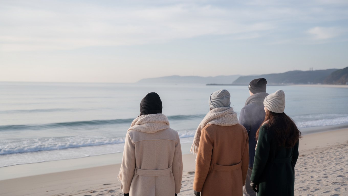 겨울에는 관광객이 적고 조용한 바다를 느긋하게 즐길 수 있다는 점